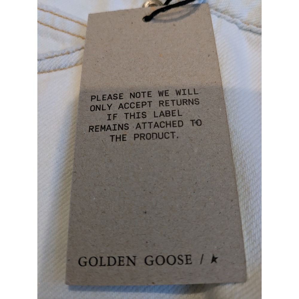 NWT Golden Goose White Denim Cut Off‎ Frayed Hem Shorts Made Italy Sz 28 Fits 32 - Picture 4 of 13